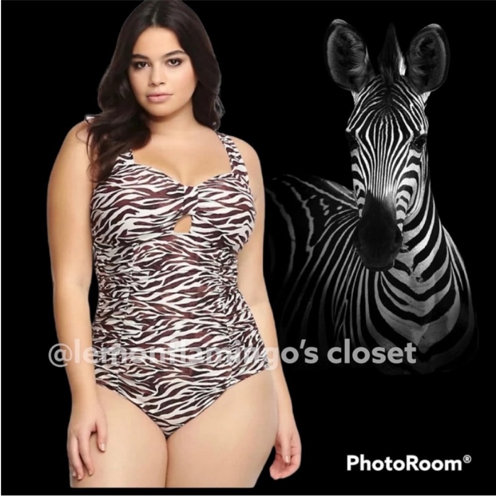 Torrid zebra print peekaboo swimsuit